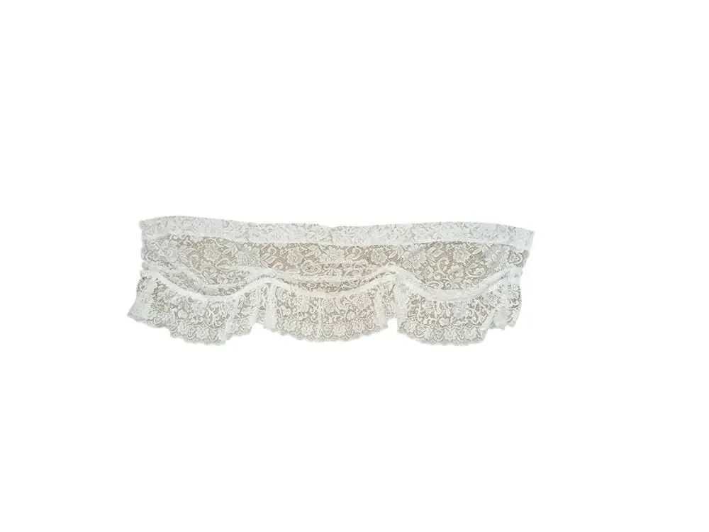 Gorgeous Vintage Lace Valance White Ruffled Short Curtain Fancy Scalloped Single